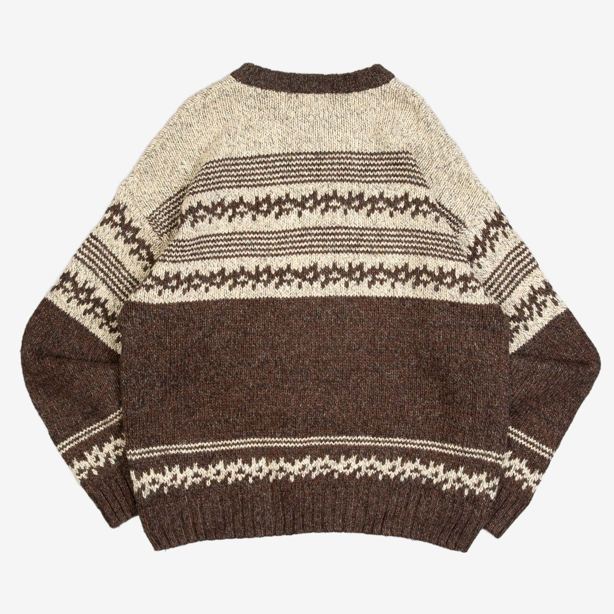 MEN'S VINTAGE 1980S PATTERNED KNITTED JUMPER - LARGE