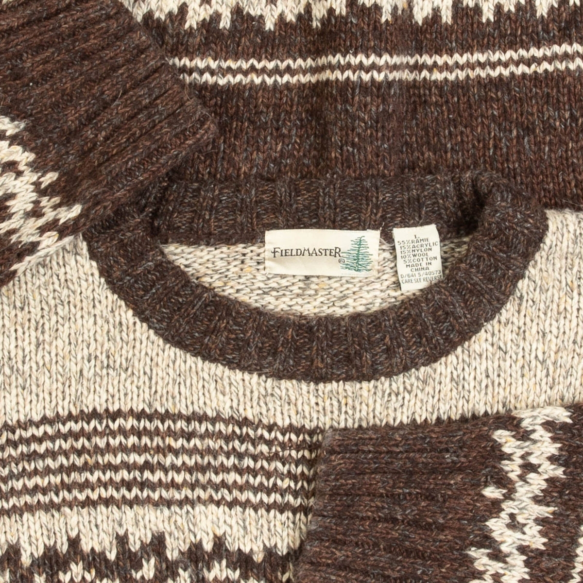 MEN'S VINTAGE 1980S PATTERNED KNITTED JUMPER - LARGE