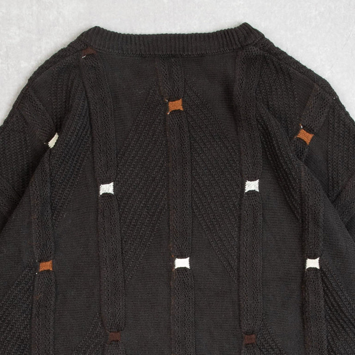 WOMEN'S VINTAGE 1980S STRUCTURED PATTERNED KNITTED JUMPER - X-LARGE
