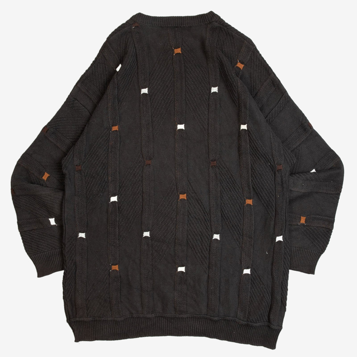 WOMEN'S VINTAGE 1980S STRUCTURED PATTERNED KNITTED JUMPER - X-LARGE