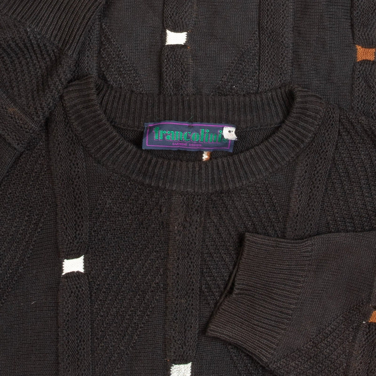 WOMEN'S VINTAGE 1980S STRUCTURED PATTERNED KNITTED JUMPER - X-LARGE