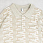 MEN'S VINTAGE 1990S PATTERNED KNITTED POLO JUMPER - MEDIUM