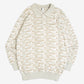 MEN'S VINTAGE 1990S PATTERNED KNITTED POLO JUMPER - MEDIUM