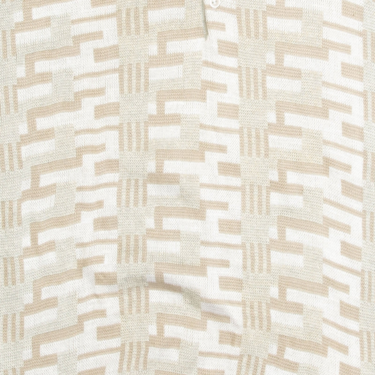 MEN'S VINTAGE 1990S PATTERNED KNITTED POLO JUMPER - MEDIUM