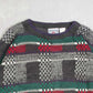 MEN'S VINTAGE 1980S PATTERNED KNITTED JUMPER - LARGE