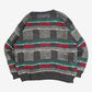 MEN'S VINTAGE 1980S PATTERNED KNITTED JUMPER - LARGE