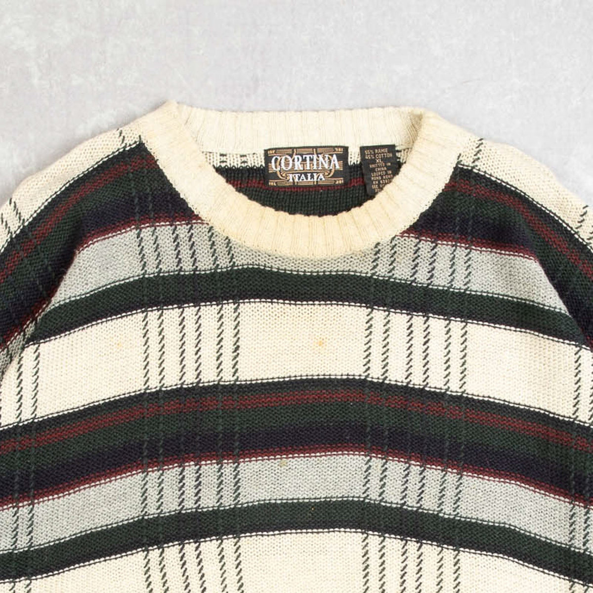 MEN'S VINTAGE 1990S CHECKED PATTERNED KNITTED JUMPER - X-LARGE