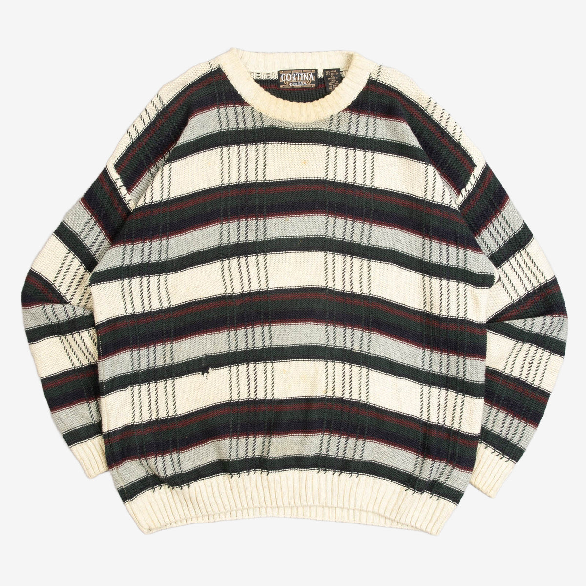 MEN'S VINTAGE 1990S CHECKED PATTERNED KNITTED JUMPER - X-LARGE