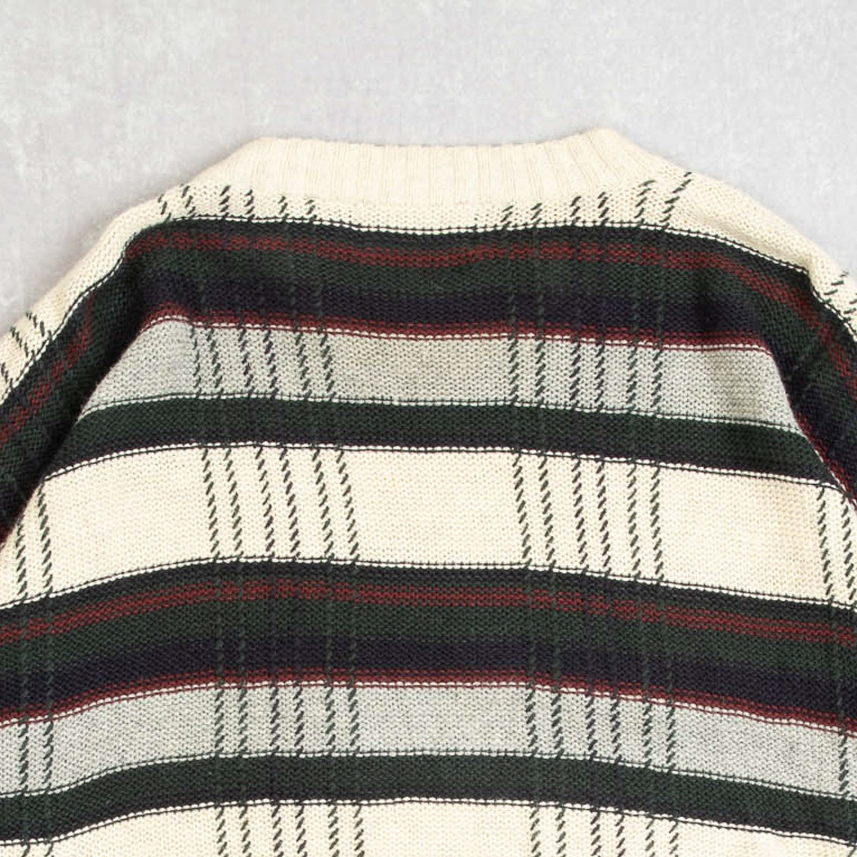 MEN'S VINTAGE 1990S CHECKED PATTERNED KNITTED JUMPER - X-LARGE