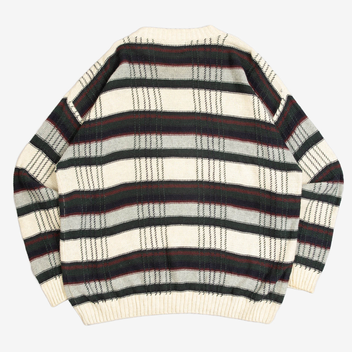 MEN'S VINTAGE 1990S CHECKED PATTERNED KNITTED JUMPER - X-LARGE