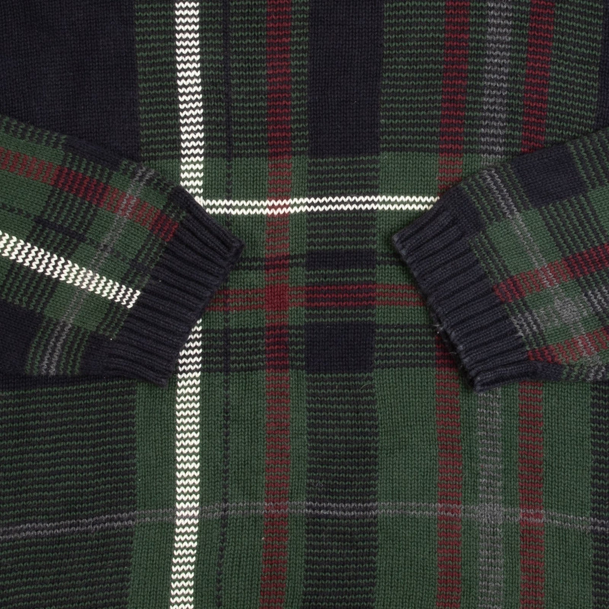 MEN'S VINTAGE 1990S CHECKED PATTERN KNITTED JUMPER - LARGE