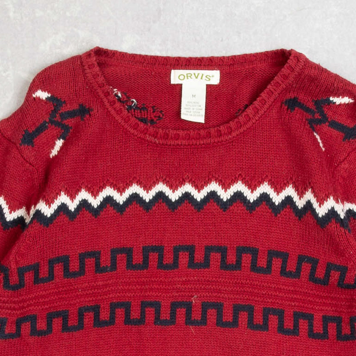 MEN'S VINTAGE 1990S PATTERNED KNITTED JUMPER - MEDIUM