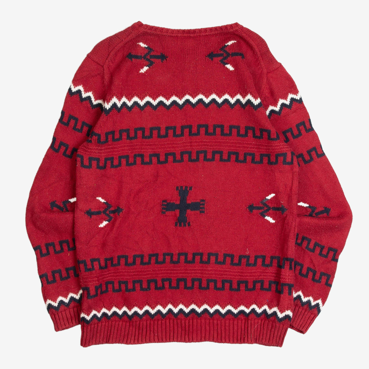 MEN'S VINTAGE 1990S PATTERNED KNITTED JUMPER - MEDIUM