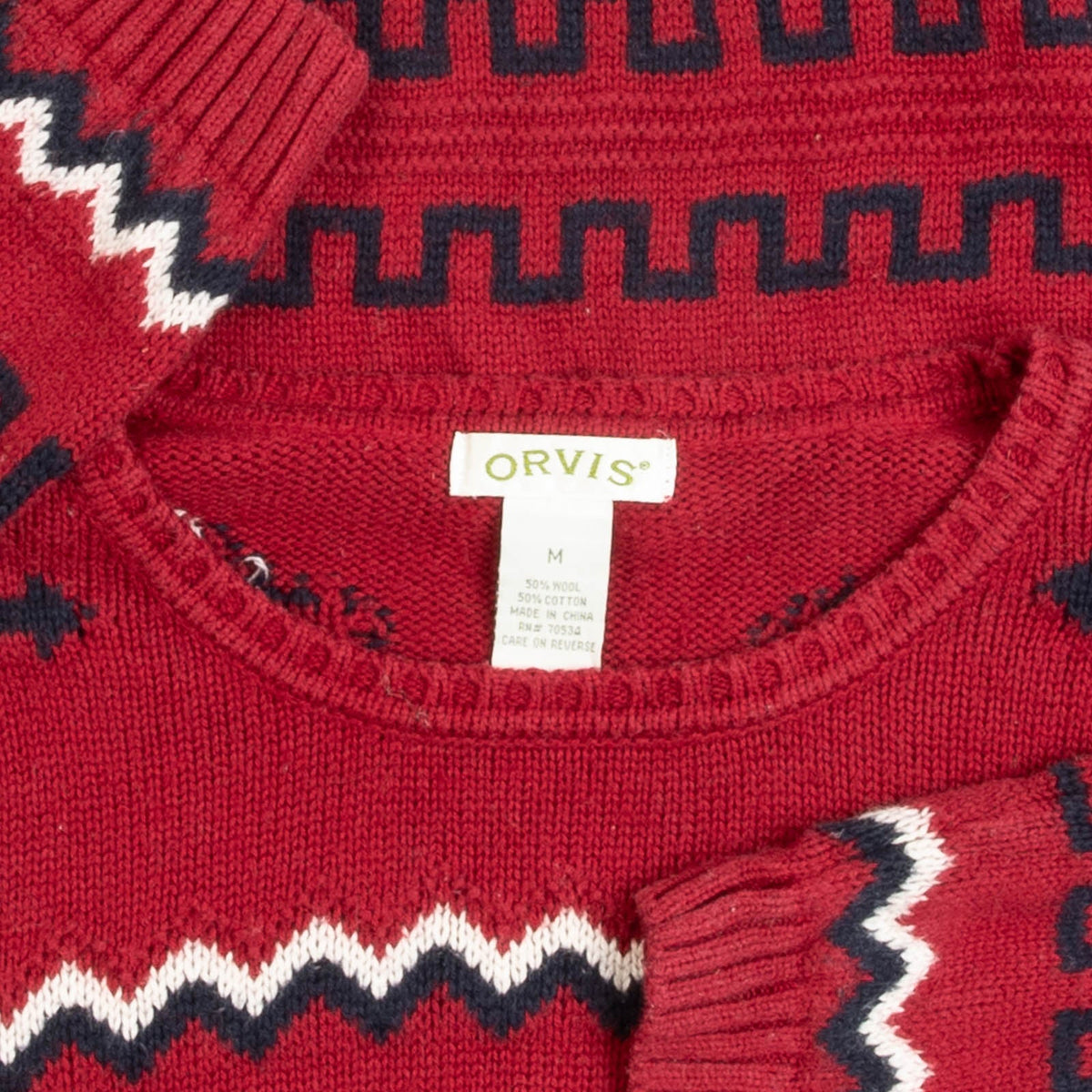 MEN'S VINTAGE 1990S PATTERNED KNITTED JUMPER - MEDIUM