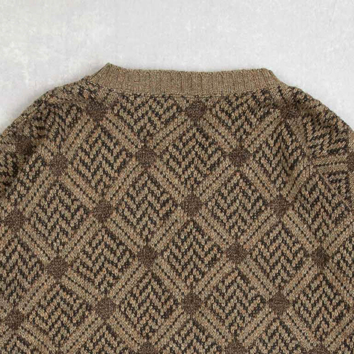 MEN'S VINTAGE 1980S STRUCTURED DIAMOND PATTERNED KNITTED JUMPER - X-LARGE