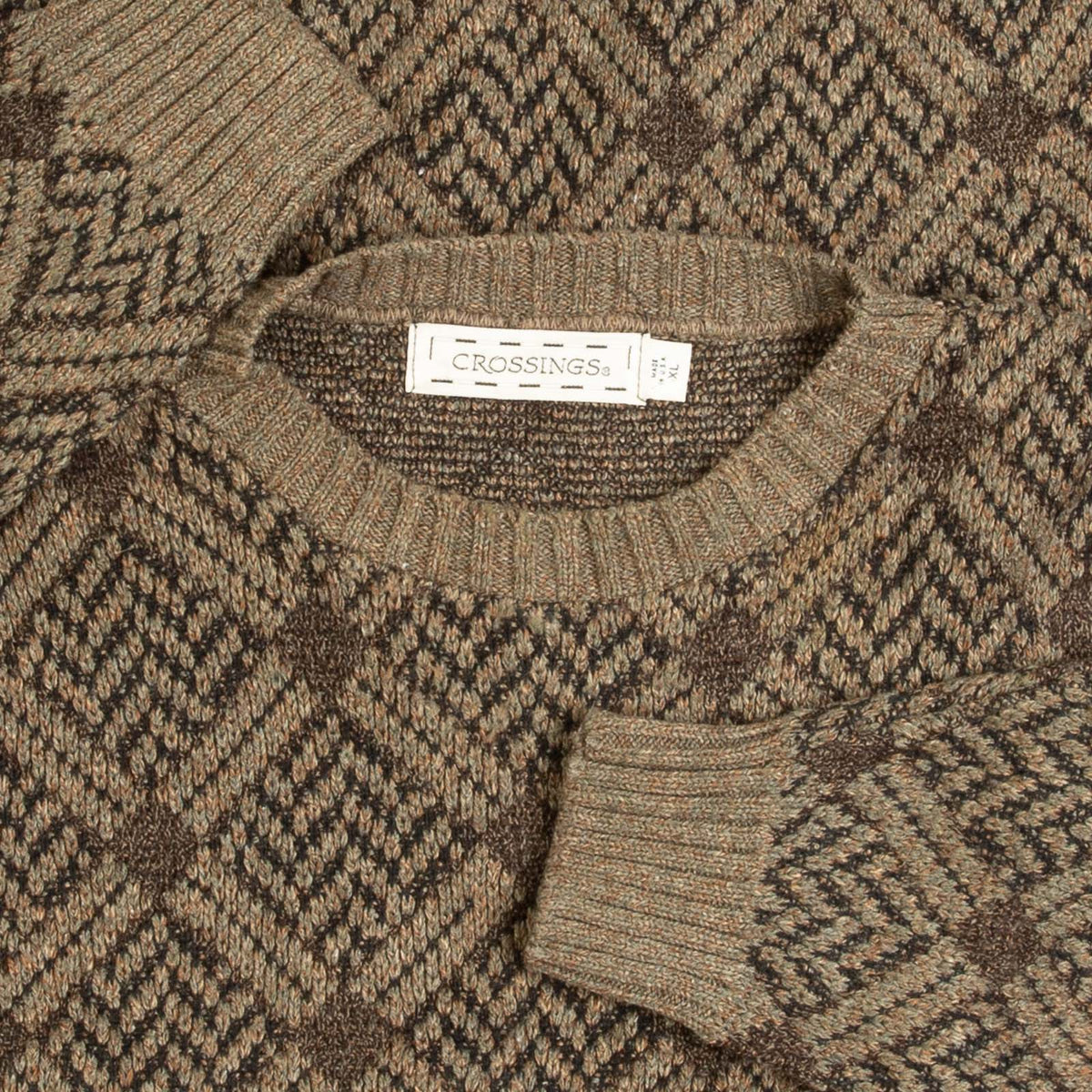 MEN'S VINTAGE 1980S STRUCTURED DIAMOND PATTERNED KNITTED JUMPER - X-LARGE