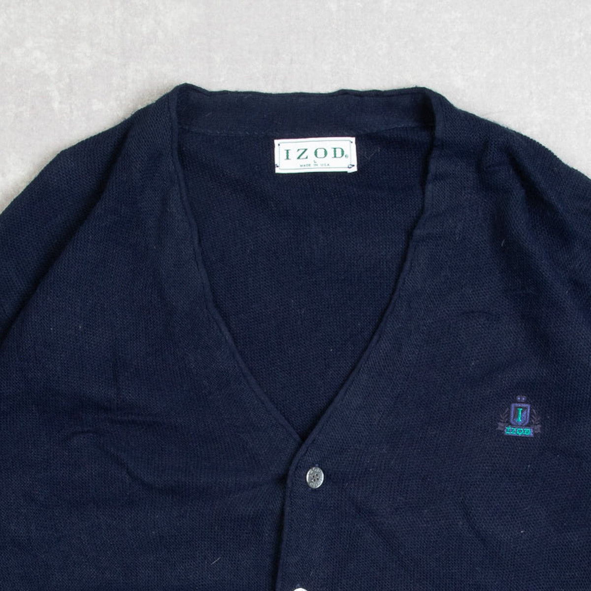 MEN'S VINTAGE 1980S IZOD KNITTED CARDIGAN - LARGE