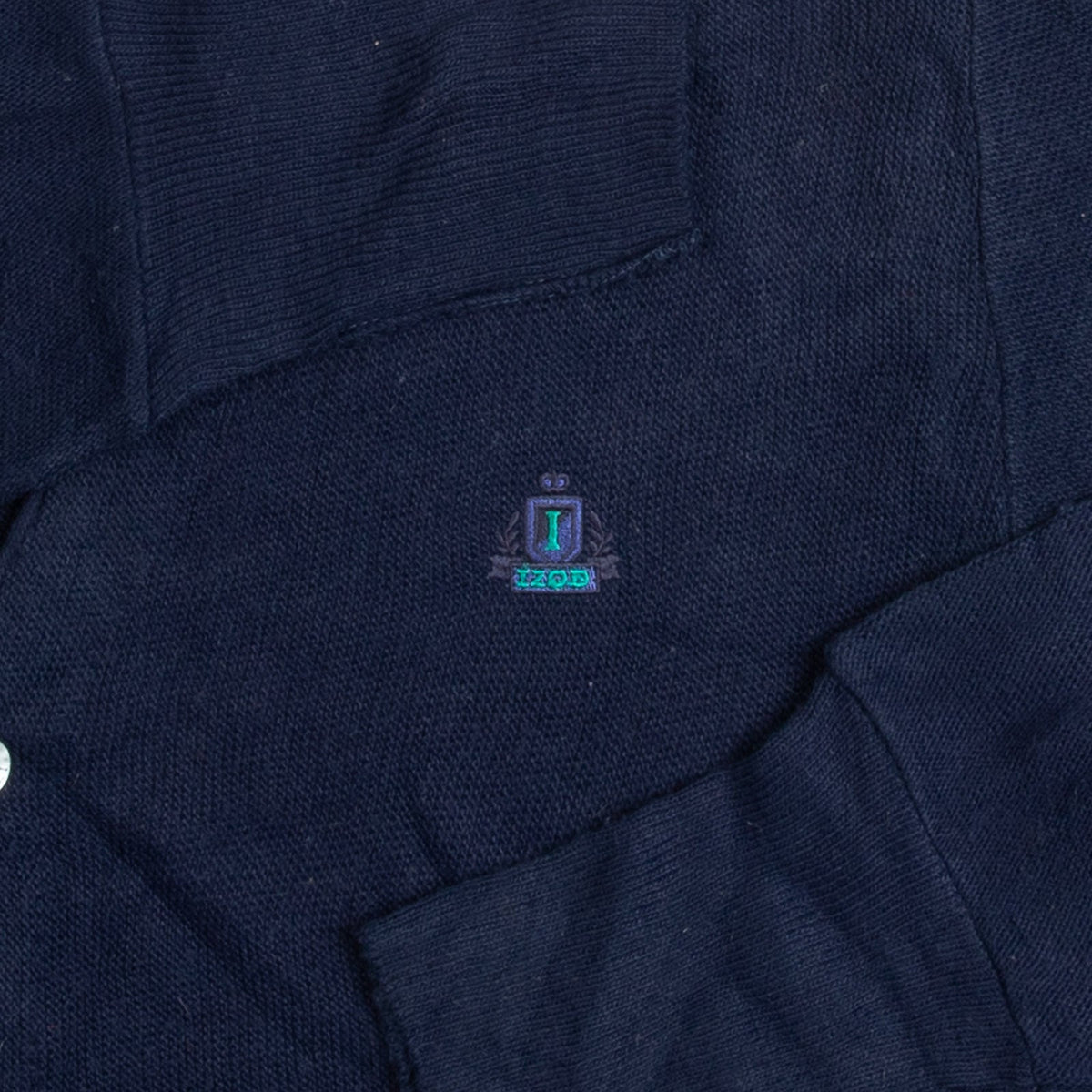 MEN'S VINTAGE 1980S IZOD KNITTED CARDIGAN - LARGE