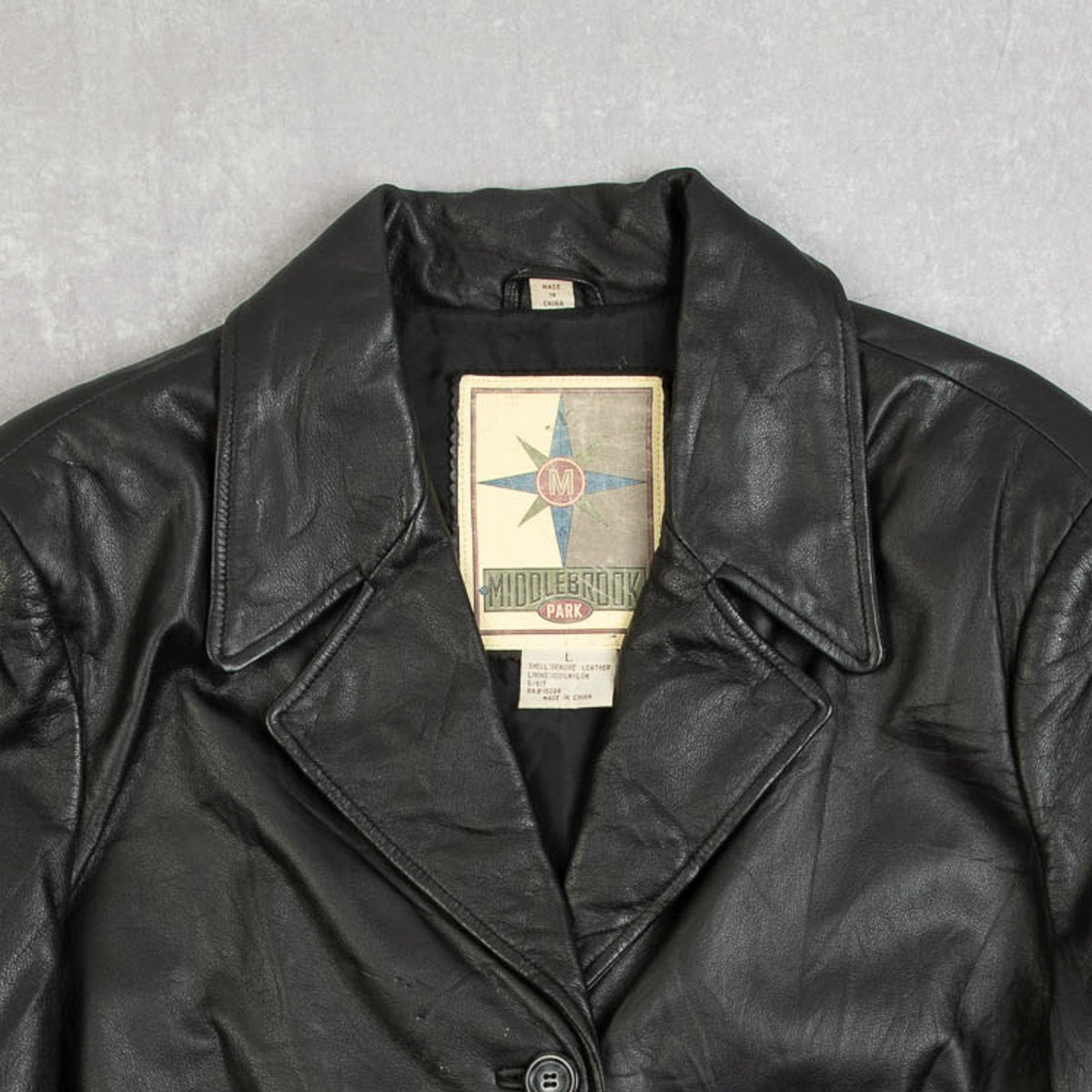 MEN'S VINTAGE 1990S LEATHER BLAZER JACKET - LARGE