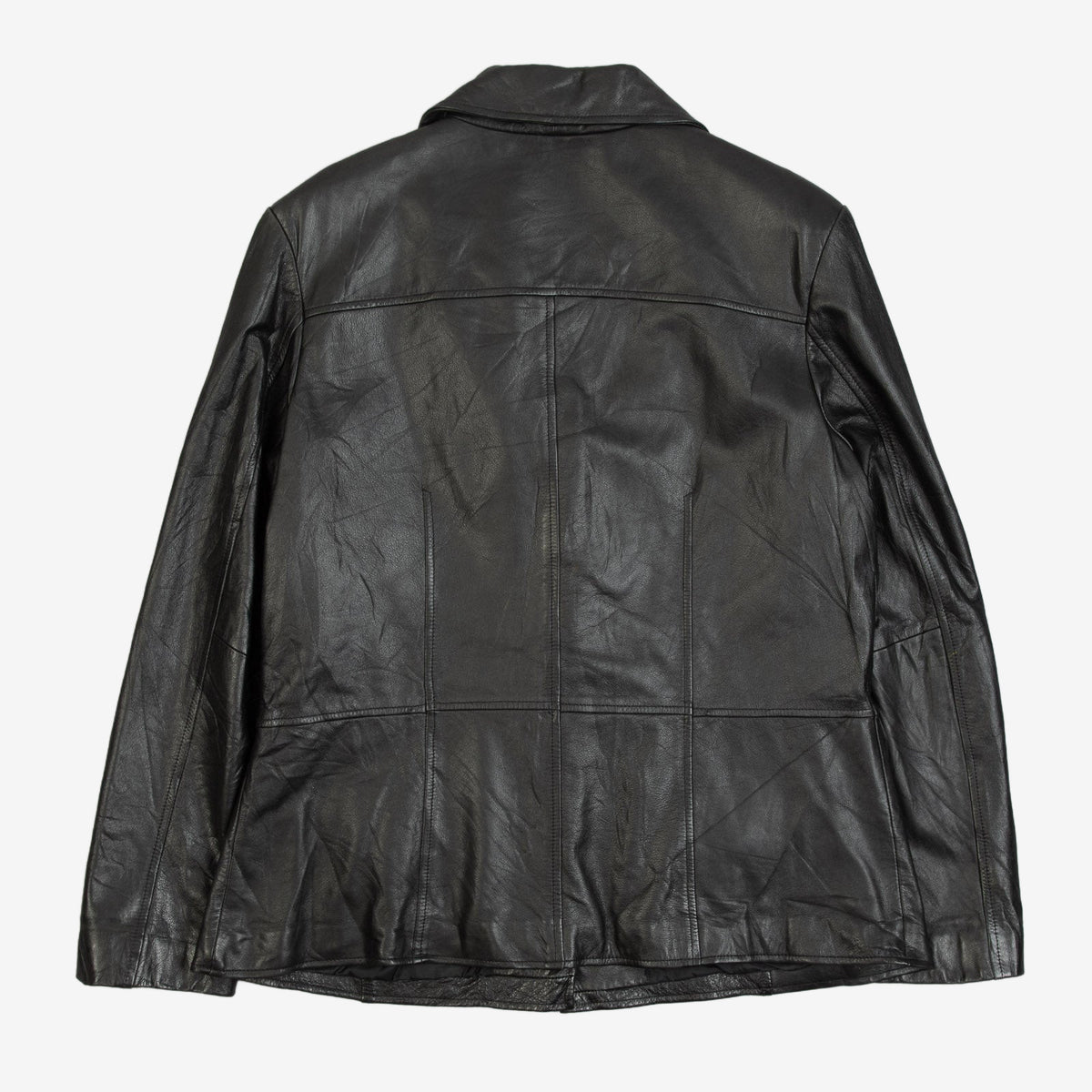 MEN'S VINTAGE 1990S LEATHER BLAZER JACKET - LARGE