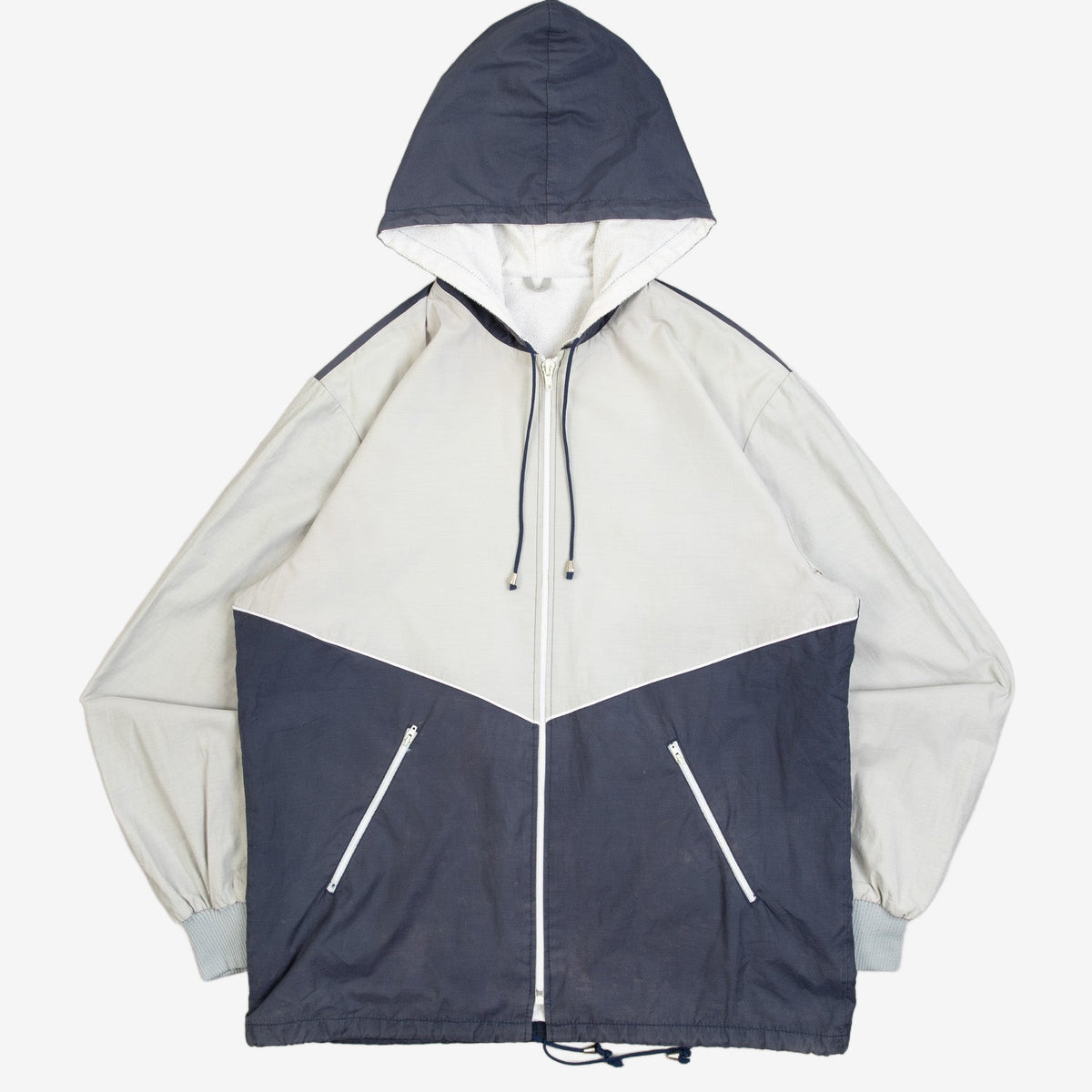 MEN'S VINTAGE 1990S COLOUR BLOCK HOODED JACKET - LARGE