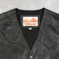 MEN'S VINTAGE 1990S LEATHER WESTERN GILET VEST JACKET - SMALL