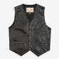 MEN'S VINTAGE 1990S LEATHER WESTERN GILET VEST JACKET - SMALL