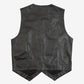 MEN'S VINTAGE 1990S LEATHER WESTERN GILET VEST JACKET - SMALL