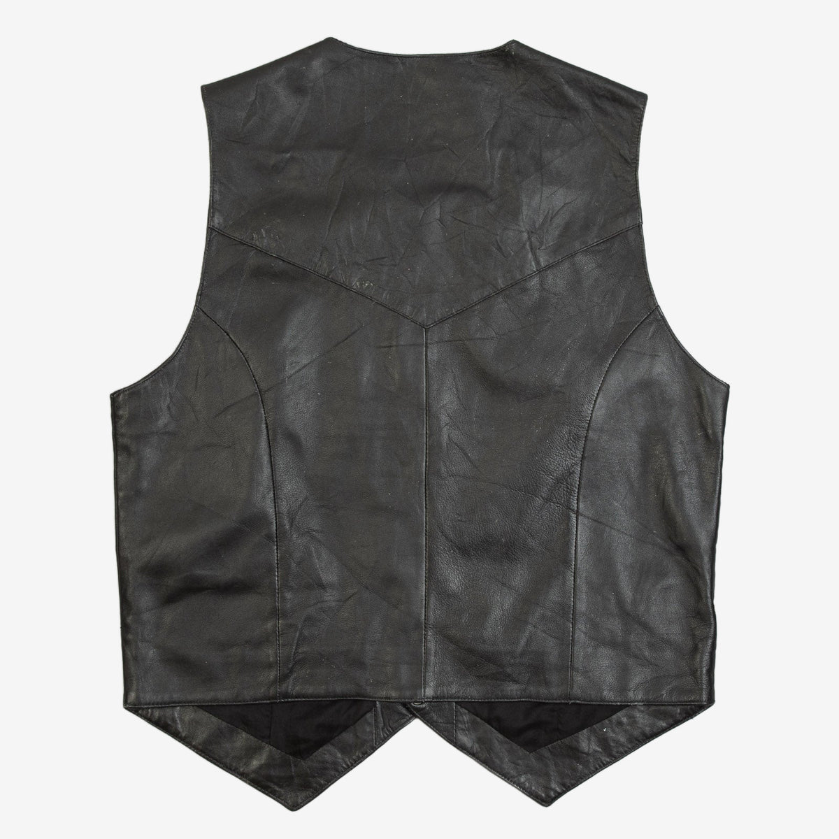 MEN'S VINTAGE 1990S LEATHER WESTERN GILET VEST JACKET - SMALL