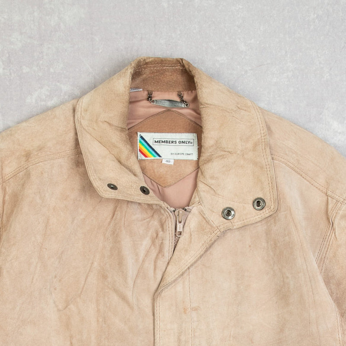 MEN'S VINTAGE 1980S SUEDE BIKER JACKET - LARGE