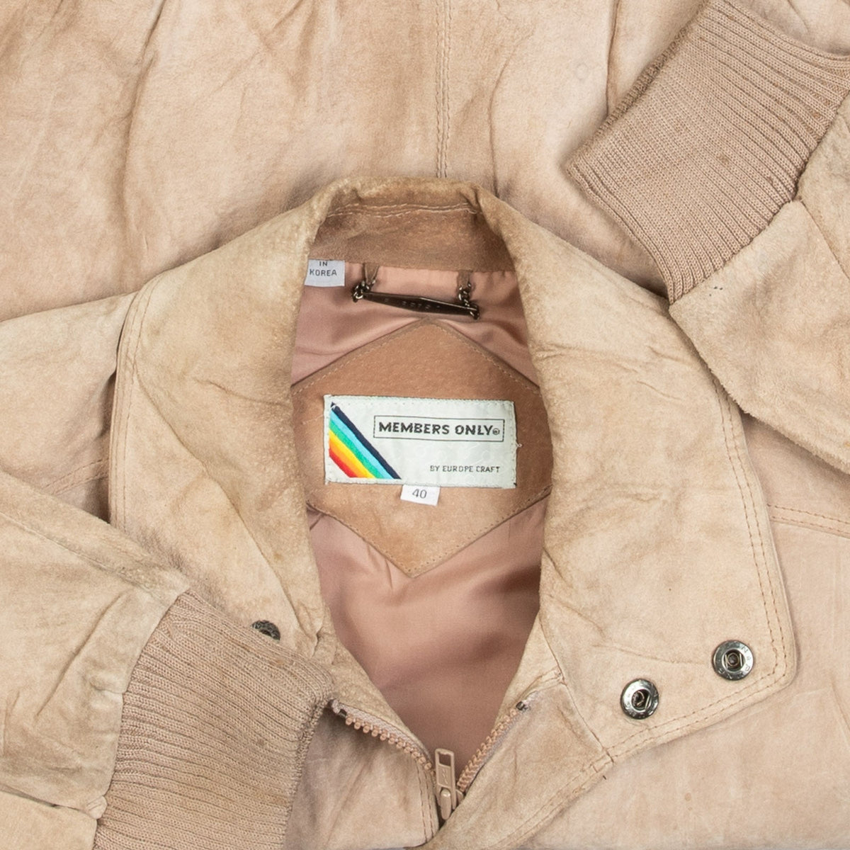 MEN'S VINTAGE 1980S SUEDE BIKER JACKET - LARGE