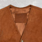 MEN'S VINTAGE 1990S LEATHER WESTERN GILET VEST JACKET - MEDIUM