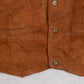 MEN'S VINTAGE 1990S LEATHER WESTERN GILET VEST JACKET - MEDIUM