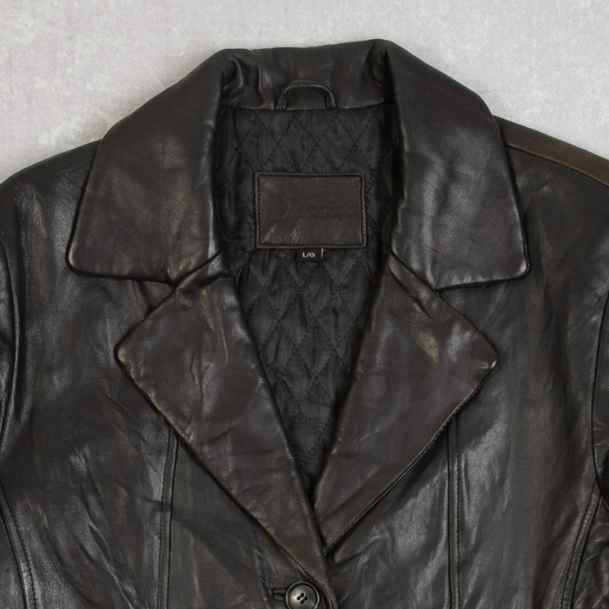 WOMEN'S VINTAGE 1990S LEATHER BLAZER JACKET - LARGE