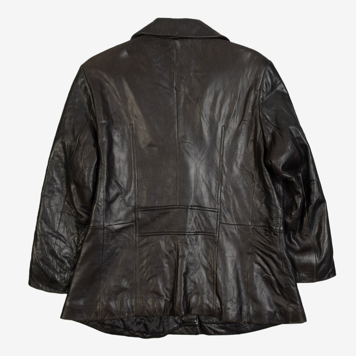 WOMEN'S VINTAGE 1990S LEATHER BLAZER JACKET - LARGE