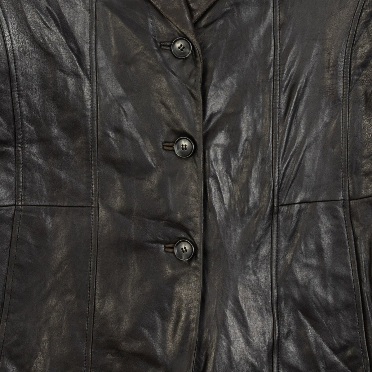 WOMEN'S VINTAGE 1990S LEATHER BLAZER JACKET - LARGE
