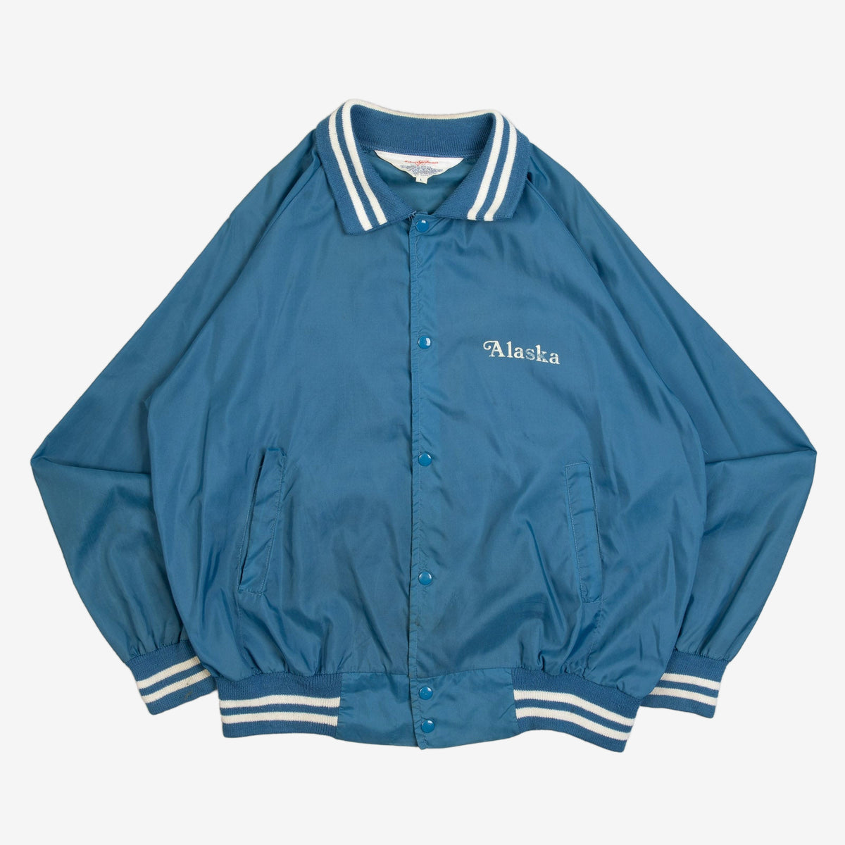 MEN'S VINTAGE 1980S ALASKA VARSITY LIGHTWEIGHT JACKET - LARGE