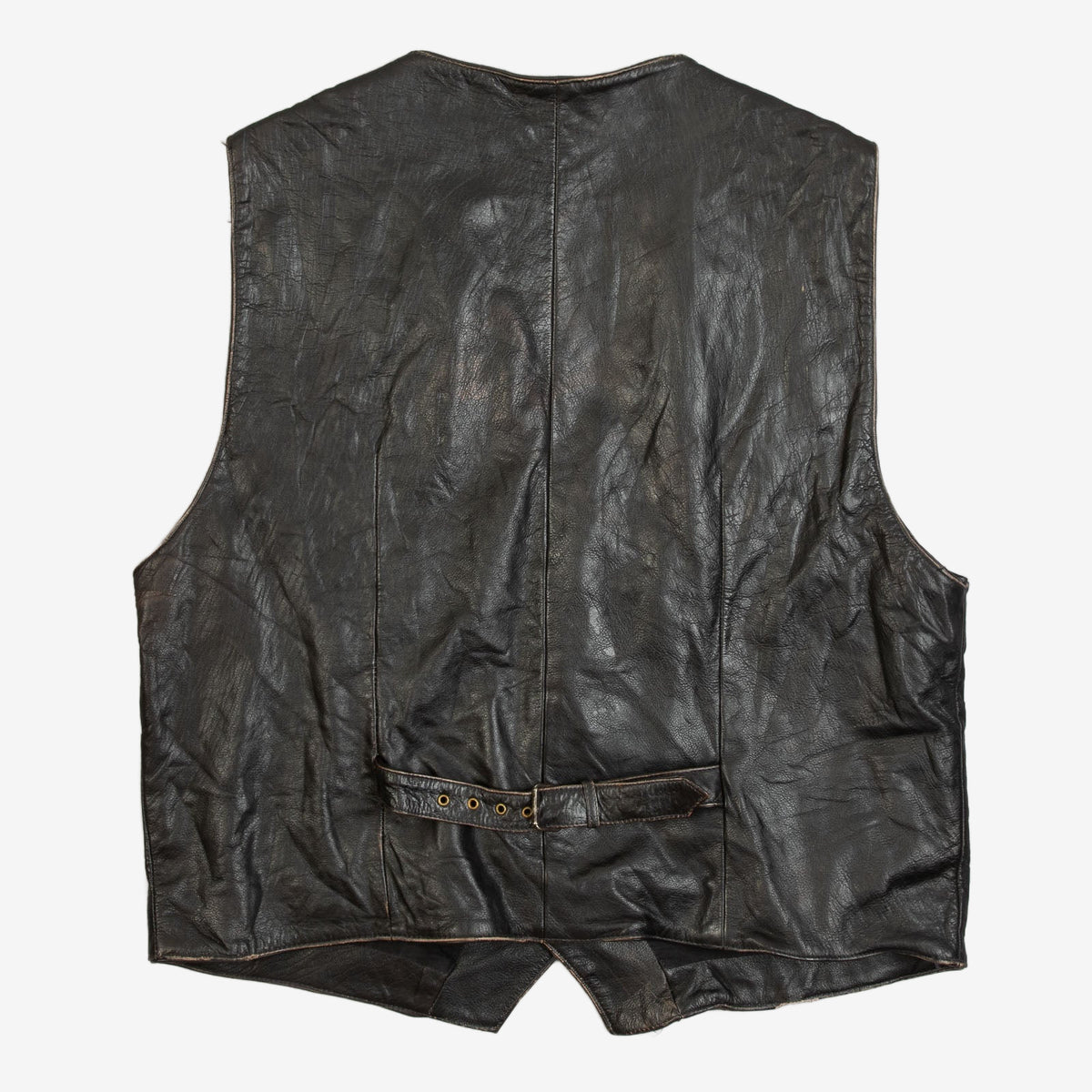 MEN'S VINTAGE 1990S LEATHER WESTERN GILET VEST JACKET - MEDIUM