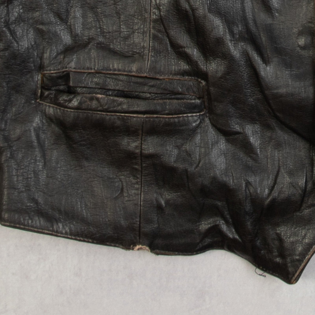 MEN'S VINTAGE 1990S LEATHER WESTERN GILET VEST JACKET - MEDIUM
