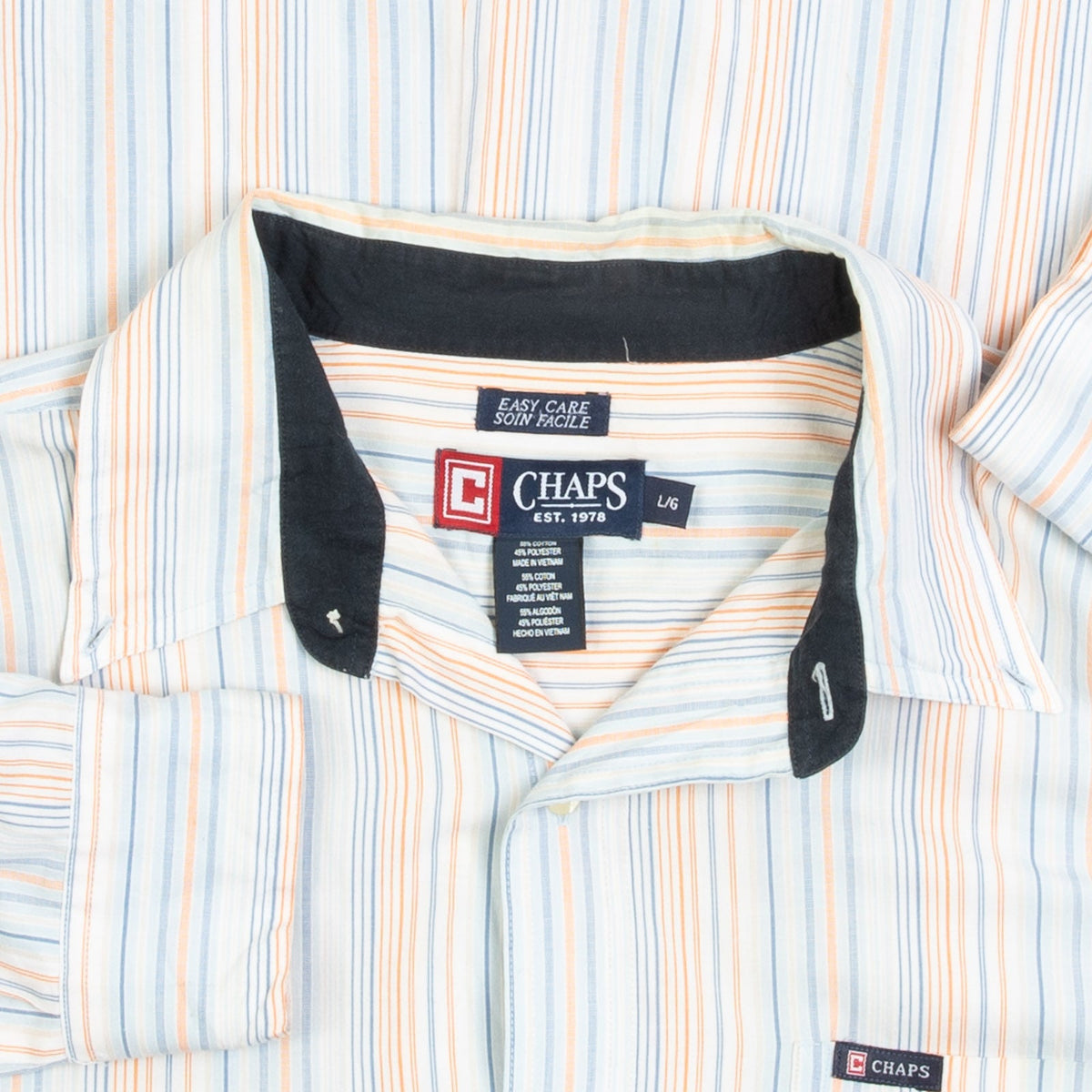 MEN'S VINTAGE CHAPS STRIPED SHIRT - LARGE