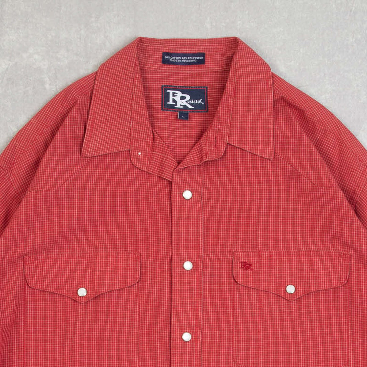 MEN'S VINTAGE 1990S GRID PATTERNED WESTERN SHIRT - LARGE