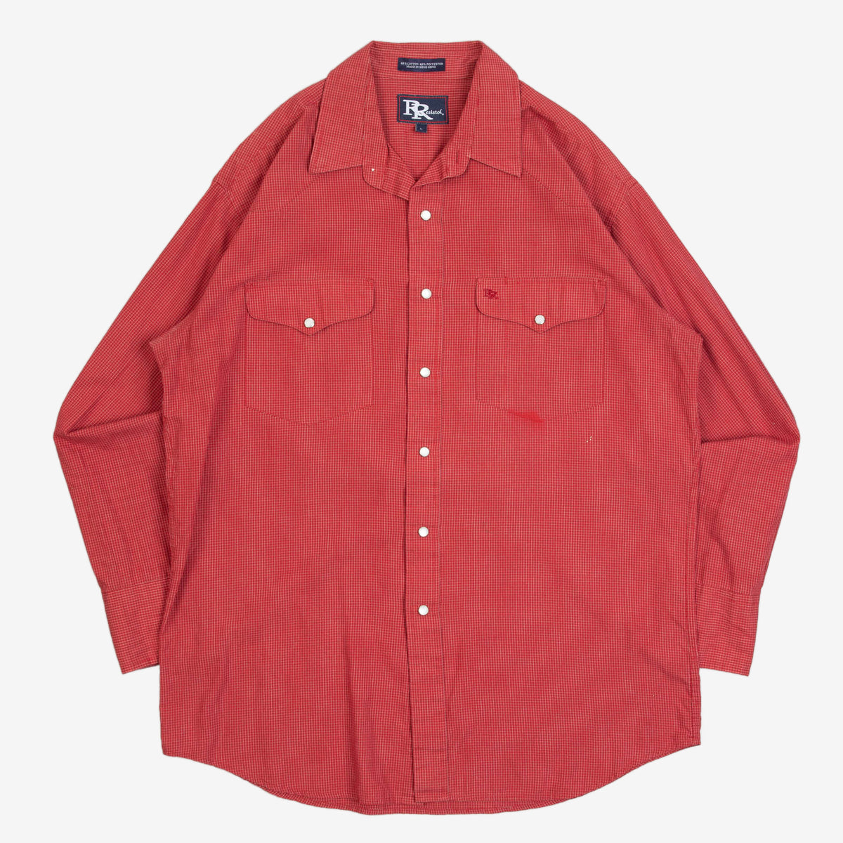 MEN'S VINTAGE 1990S GRID PATTERNED WESTERN SHIRT - LARGE