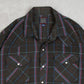 MEN'S VINTAGE 1990S CHECKED WESTERN SHIRT - LARGE