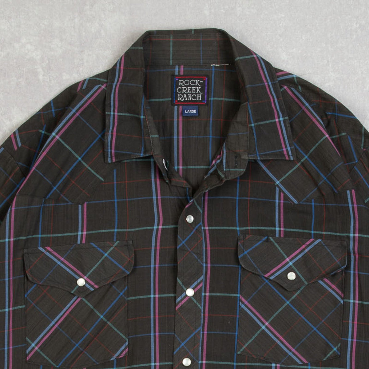 MEN'S VINTAGE 1990S CHECKED WESTERN SHIRT - LARGE