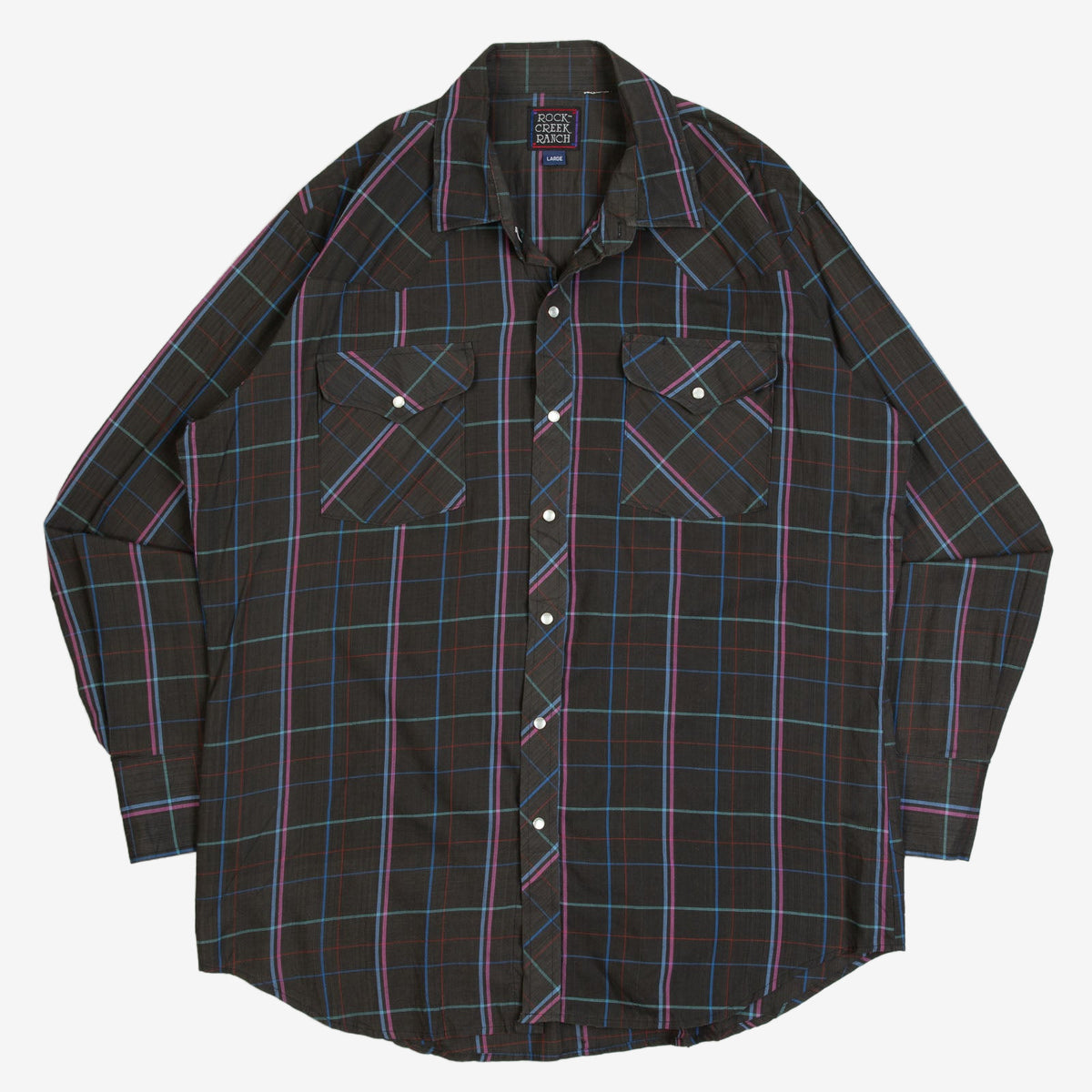 MEN'S VINTAGE 1990S CHECKED WESTERN SHIRT - LARGE