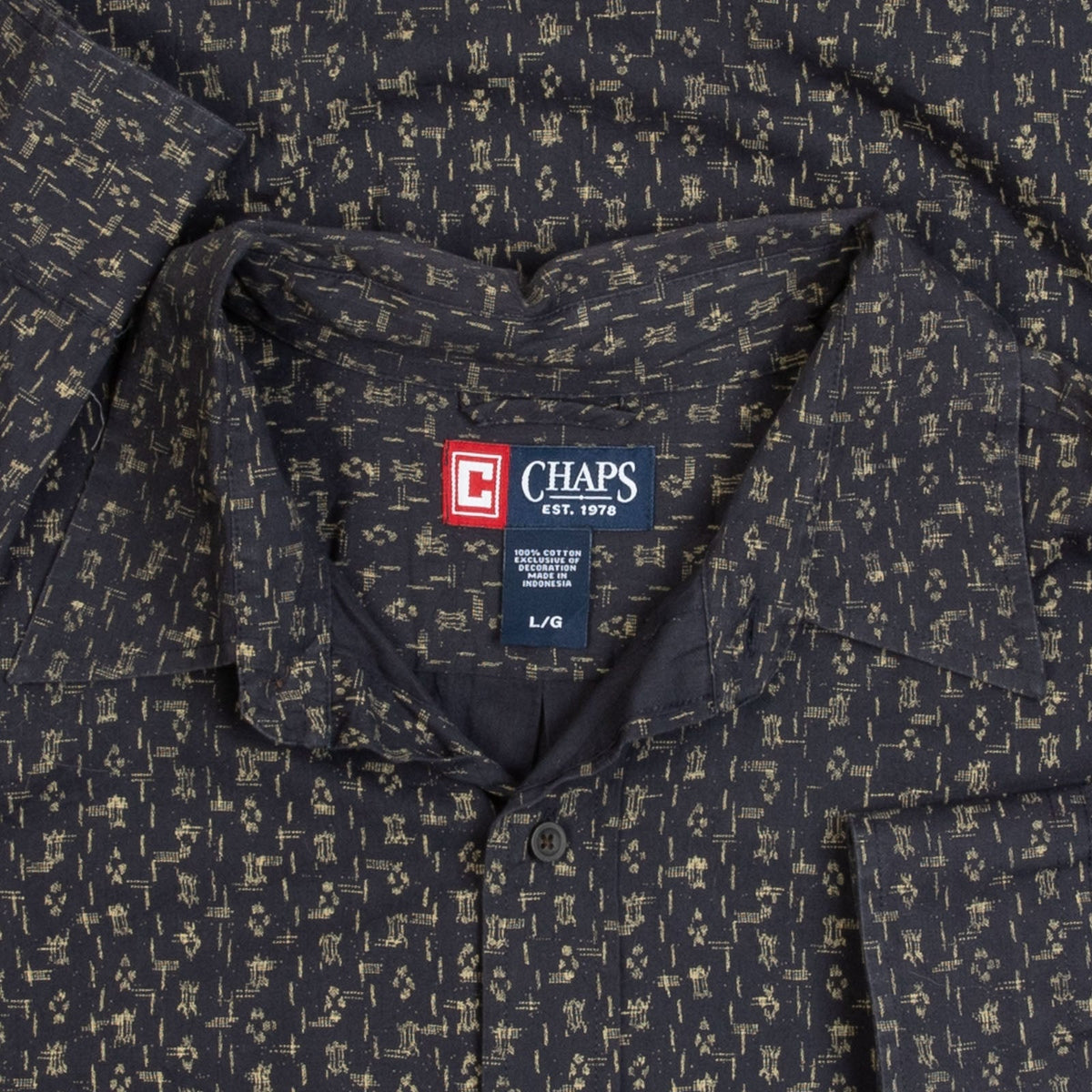 MEN'S VINTAGE CHAPS PATTERNED SHIRT - LARGE