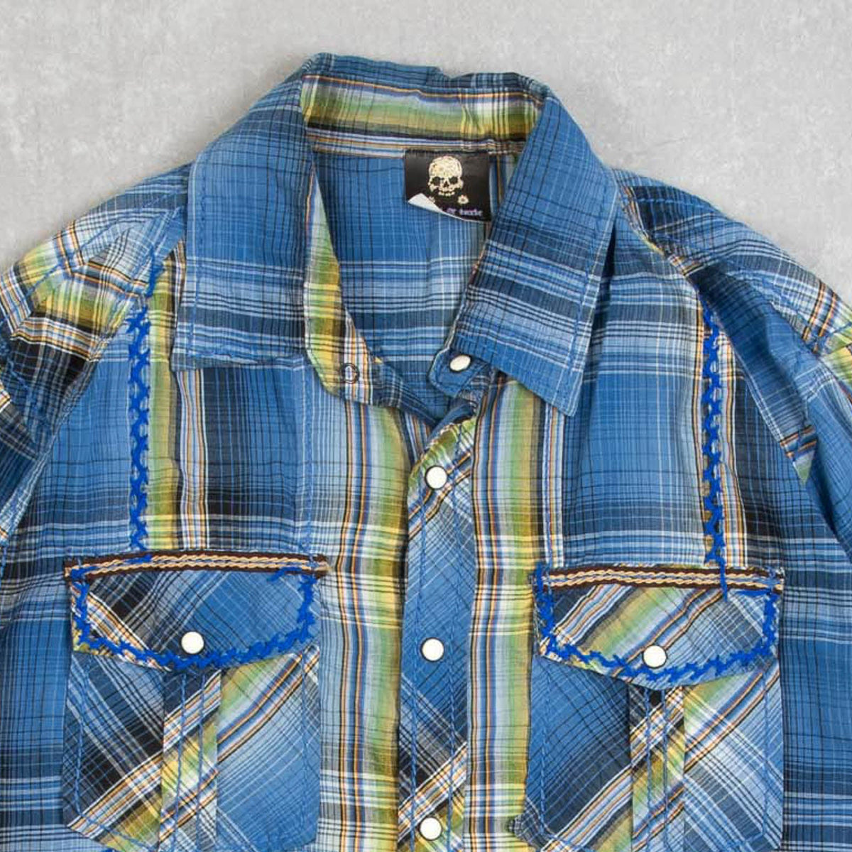 MEN'S VINTAGE 1990S CHECKED STITCH SHIRT - LARGE