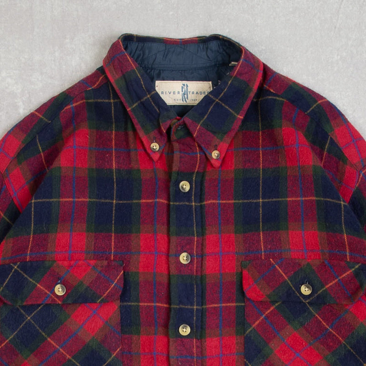 MEN'S VINTAGE 1990S WOOL STYLE CHECKED SHIRT - LARGE
