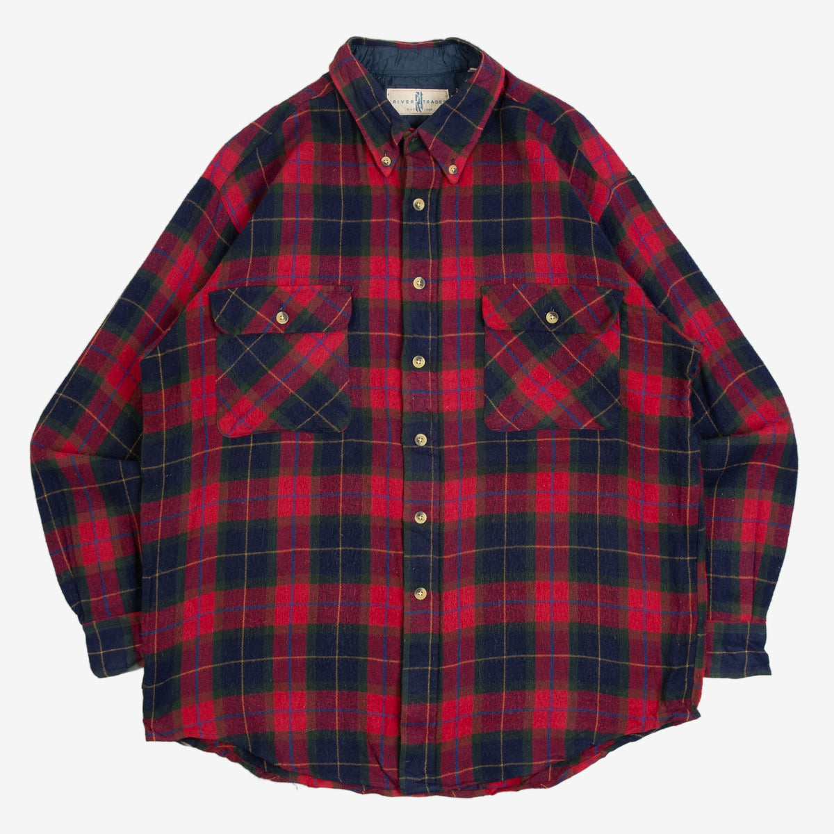 MEN'S VINTAGE 1990S WOOL STYLE CHECKED SHIRT - LARGE