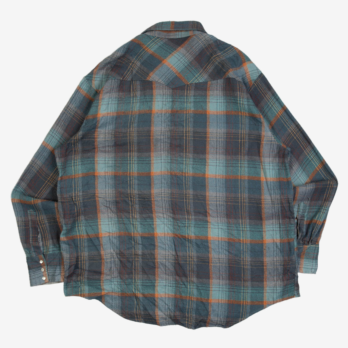 MEN'S VINTAGE 1990S WOOL STYLE CHECKED WESTERN SHIRT - XXX-LARGE